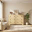 Grande commode de 47 po de largeur avec tiroirs profonds et boutons en métal pour le salon, le vestibule et le couloir-459205285