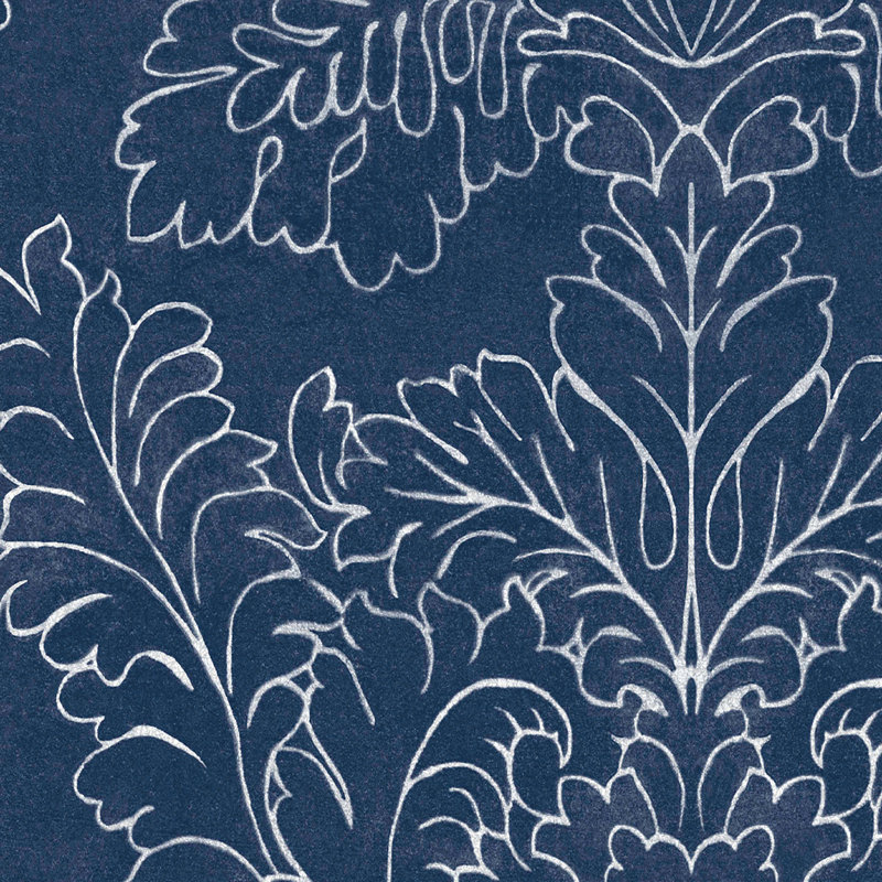Laura Ashley Silchester Midnight Seaspray Blue Removable Wallpaper, Midnight Seaspray Blue