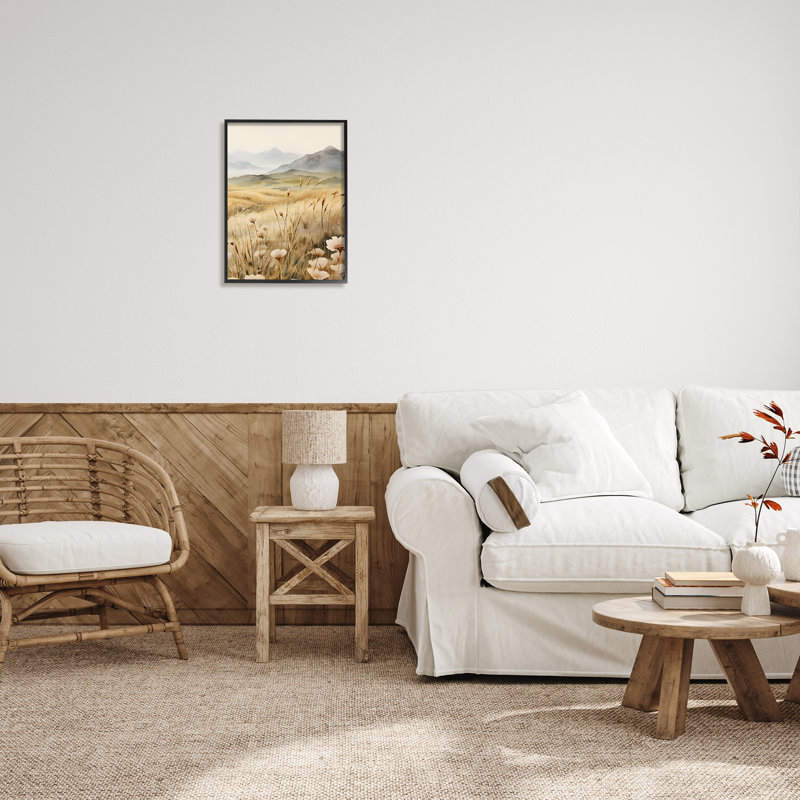 Bb-282-Mountain View Meadow encadré sur peinture sur bois, H 20 po x l 16 po x P 1,5 po, Giclée encadrée noir minuit