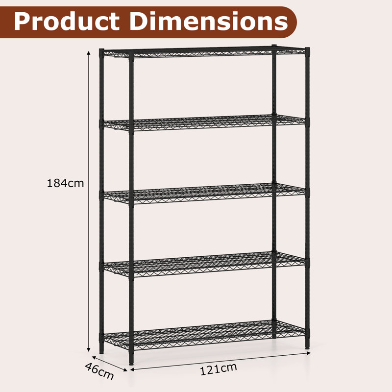 121cm W Metal Bookcase