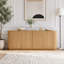 Buffet 64 pouces, armoire de rangement à rayures verticales en bois