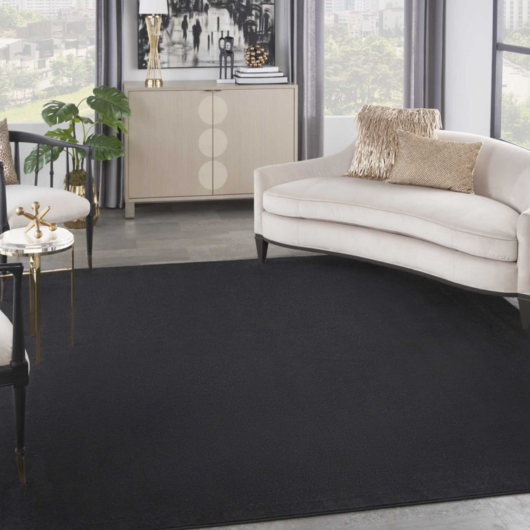 Mullican Sandy Solid Black Easy Care Indoor/Outdoor Area Rug