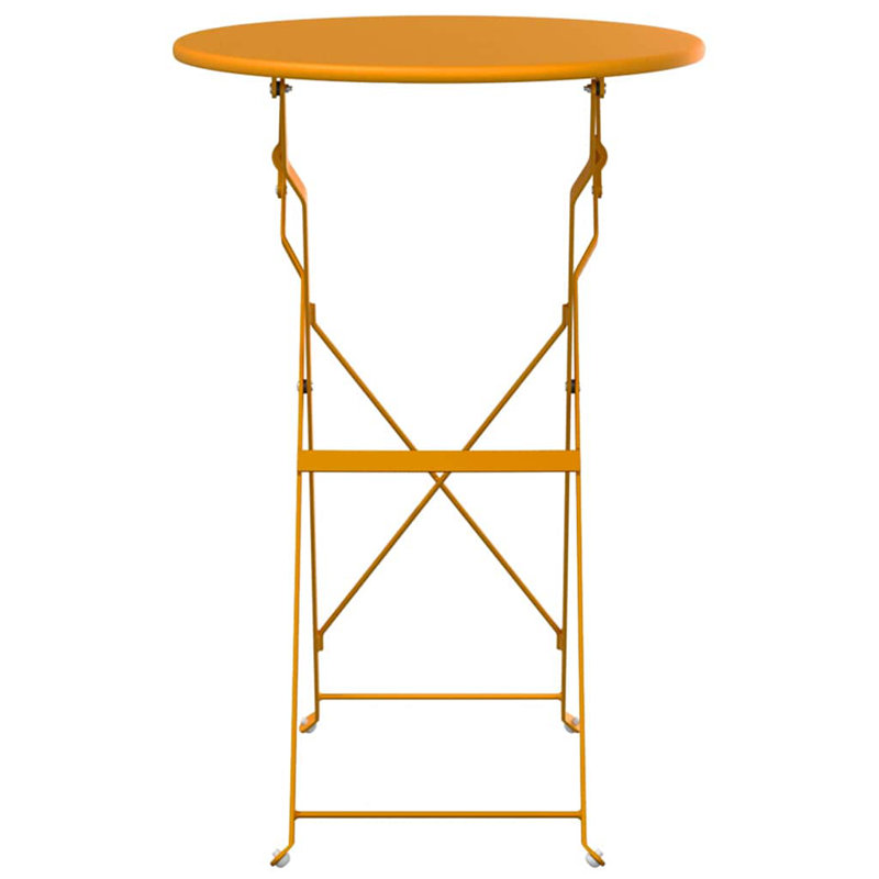 Bistro Table Folding Powder-coated Steel Garden Outdoor Furniture Patio, Mustard