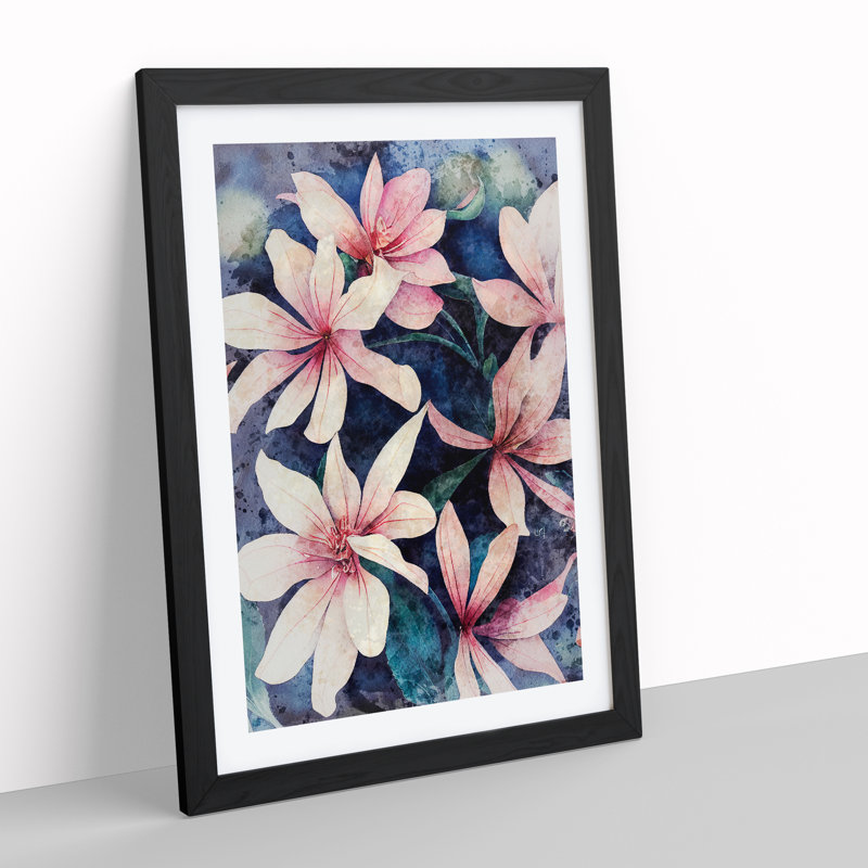 Flower No.5 - Single Picture Frame Print, Black, 46cm H x 34cm W x 2cm D