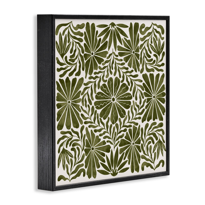 «Centric Circular Flowers», estampe numérique encadrée par Grace Popp, Giclée encadrée noir minuit, H 24 po x l 24 po