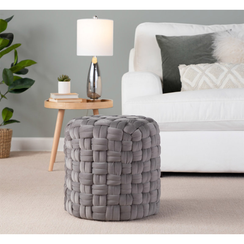 Repose-pieds rond 16 po en velours gris foncé
