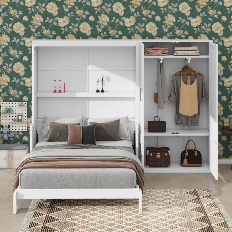 Grand lit escamotable mural avec placard
