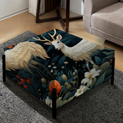 Wildlife Forest Deer Animal Pattern - Animal Print Large Square Ottoman