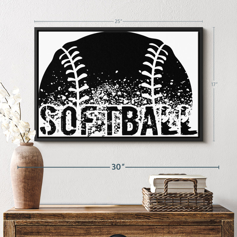 Impression sur toile noire Softball, H 17 po x l 25 po