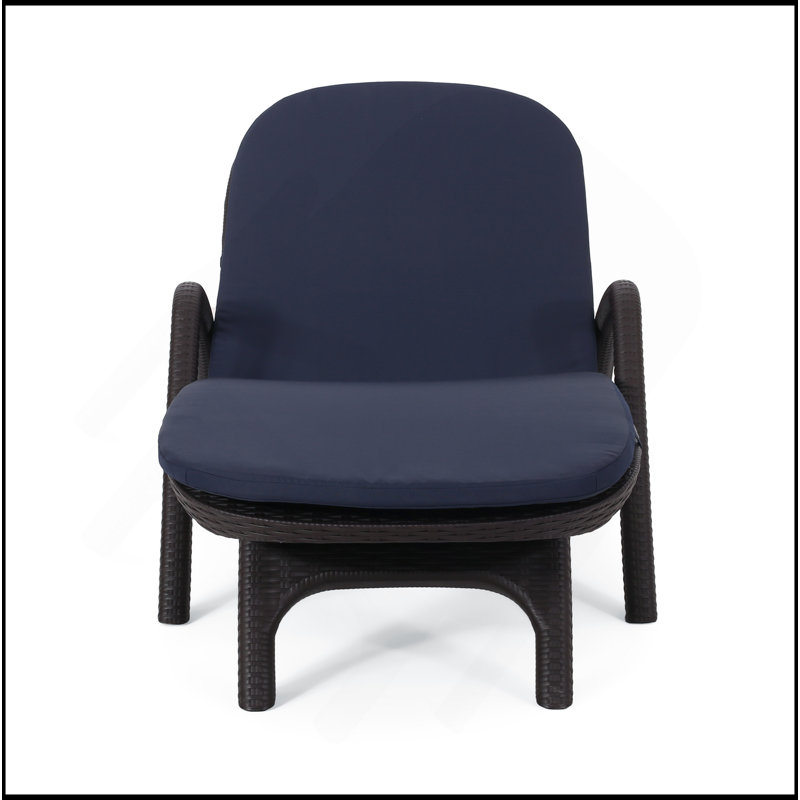 Chaise longue avec coussin Mikael, Bleu très foncé