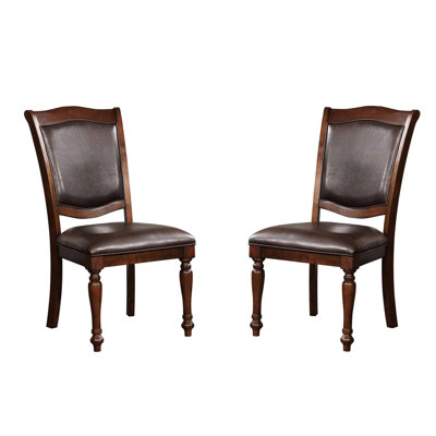 Of 2 Brown Cherry Solid Wood Chairs - Seat And Turned Legs For Dining Table Traditional Kitchen With