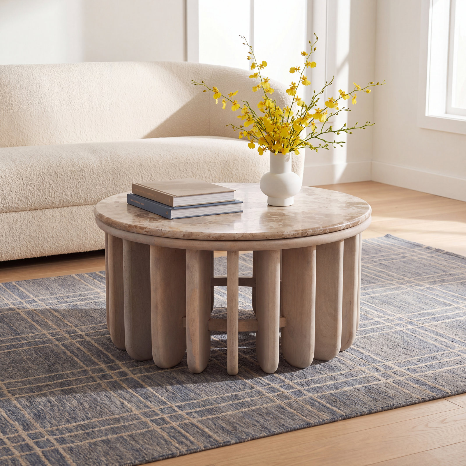 Jeimis 30" Genuine Marble Coffee Table