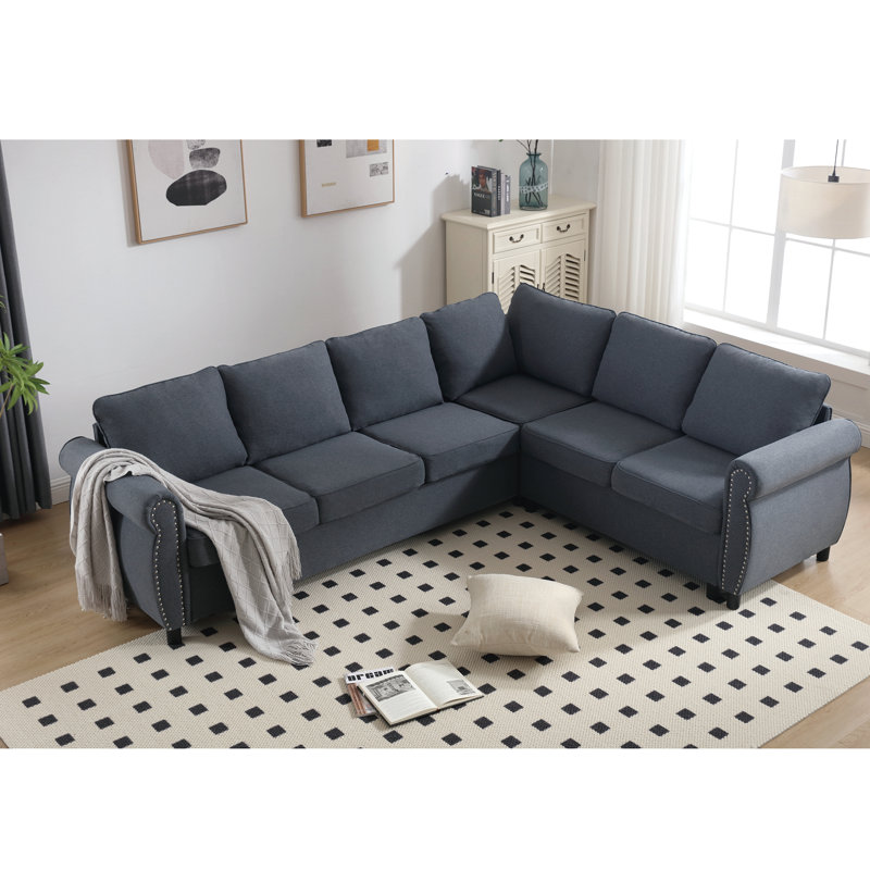 Asalia Upholstered Sectional, Asalia Dark Gray Polyester