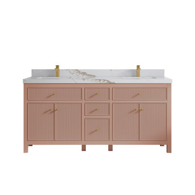 Sonoma X P 22 po Meuble-lavabo double D en terre cuite chaude avec quartz