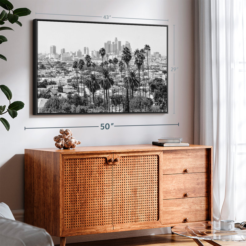 «Black California Los Angeles Skyline III Art mural», H 29 po x l 43 po