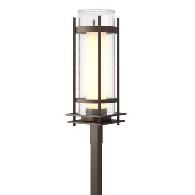 Torch Outdoor Post Light - Opal and Seeded Glass