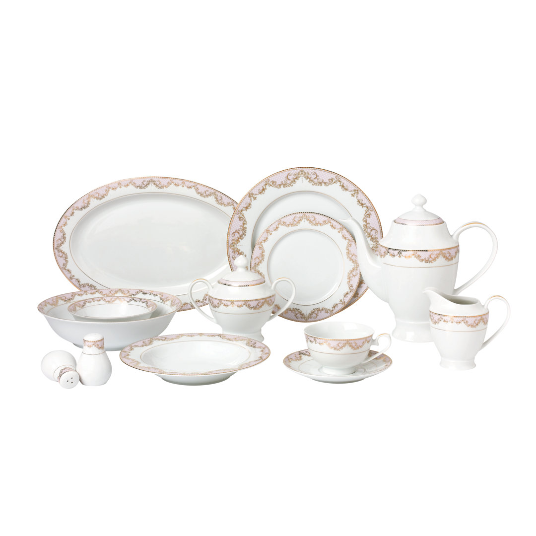 La Luna 57 Piece Bone China Dinnerware Set - Service for 8 Lorren Home Trends