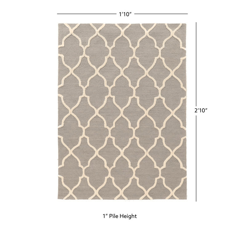 Marisela Hand Tufted Geometric Indoor Rug, Rectangle 1'10" x 2'10"