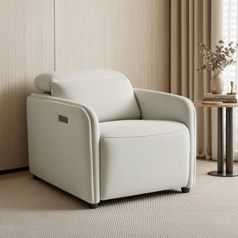 30.7'' Power Recliner with Zero Wall Design, Manual Flip Headrest and USB Charging, Beige