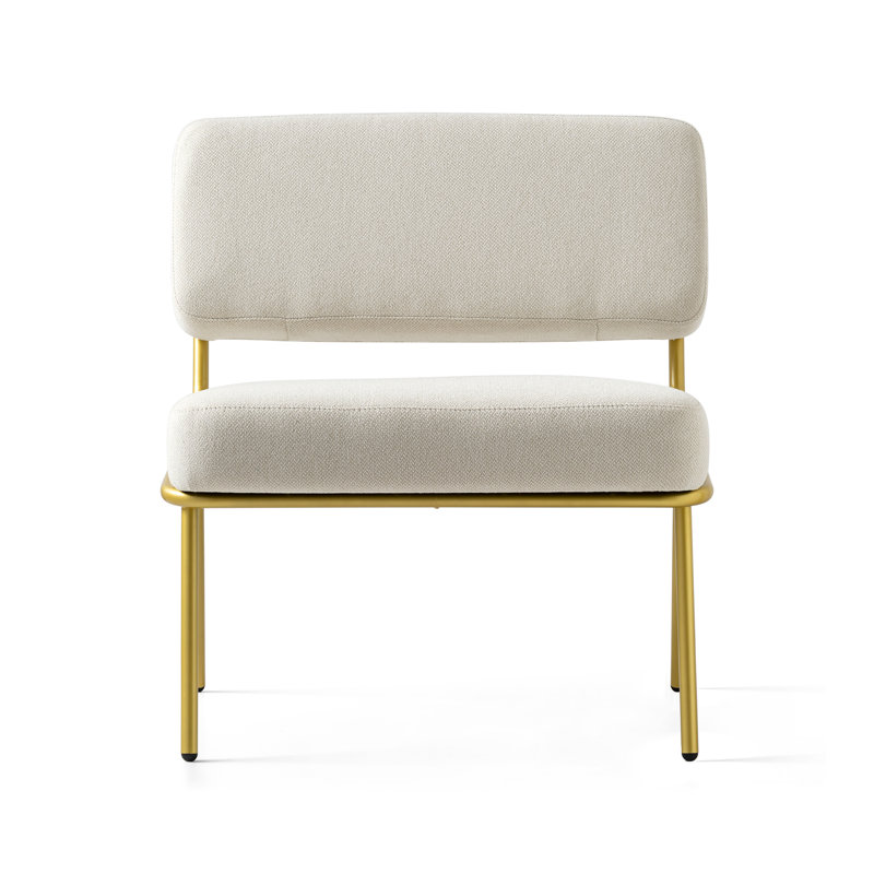 Sixty Upholstered Lounge Chair with Metal Frame, Painted Brass, Light Sand