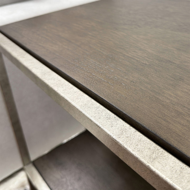 Ensemble de tables basses et de bout modernes 3 pièces avec structure en métal et plateau en bois