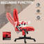 Chaise de bureau de massage à haut dossier avec 6 points de vibration et fauteuil chauffant inclinable en cuir PU avec accoudoirs et télécommande, rouge