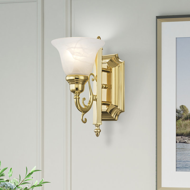 Christiansburg Steel Armed Sconce, Polished Brass