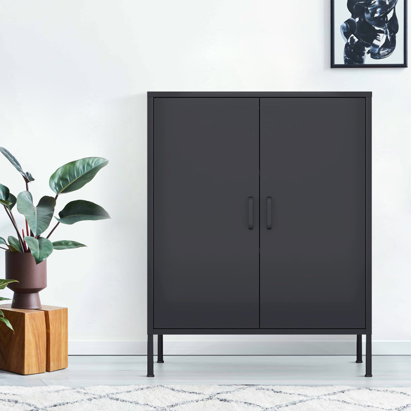 Janay 31.5'' Wide 2 - Shelf Storage Cabinet, Black