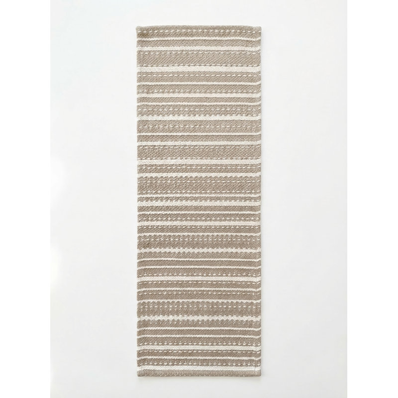Rustic Beige Seabreeze Stripe Indoor Outdoor Table Runner 14x72