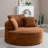 53.5" Oversized Round Chaise Lounge Chair Indoor, Comfy Corduroy Upholstered Boneless Couch with Pillow, No Assembly Required, Deep Seat Lounge Floor Compression Sofa Chair for Living Room, Apartment-503218585