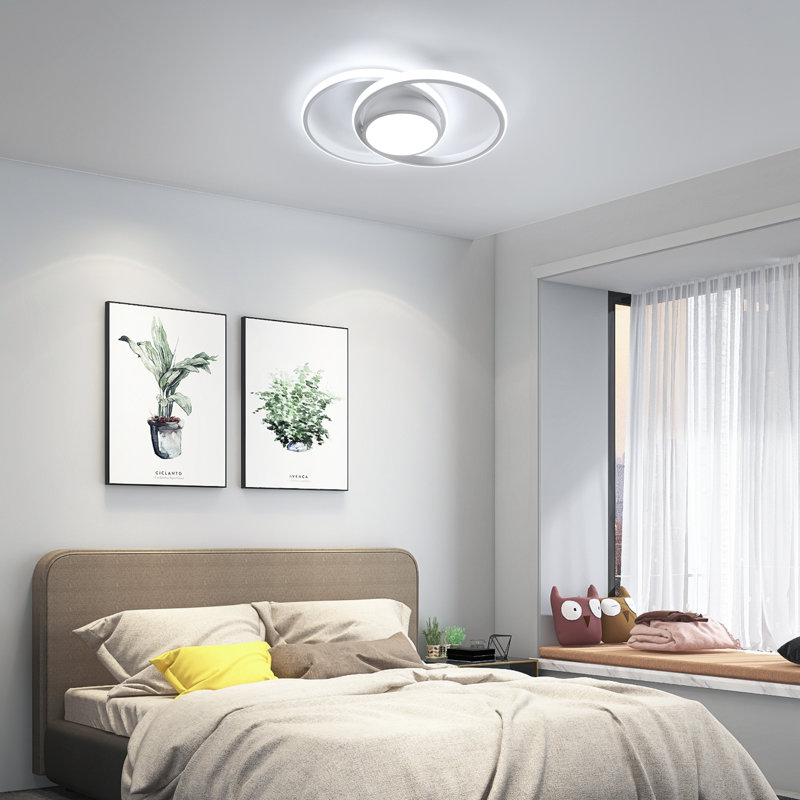 Aymar 2-Light 40cm Led Flush Mount Ceiling Light, White, 6500