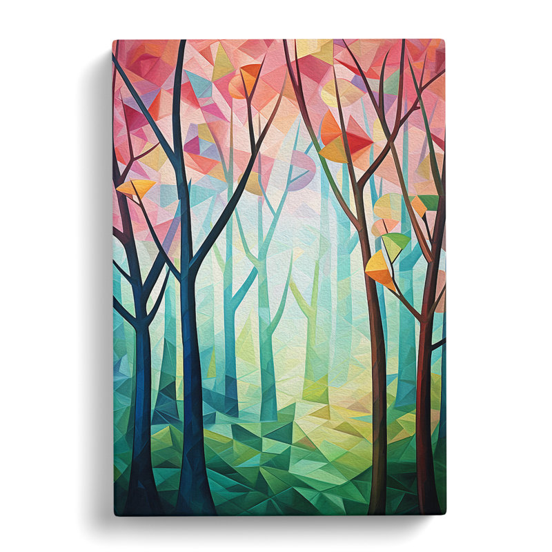 Spring Forest Cubism - Wrapped Canvas, 76cm H x 50cm W x 3cm D