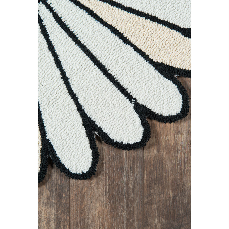 Daisy Ivory Round Floral Wool Kitchen Mat 4' x 4'