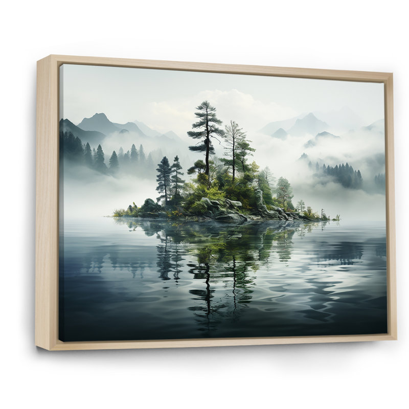 Double exposition Mountain Fog Paradise II sur toile, Cadre naturel flottant, H 16 po x l 32 po