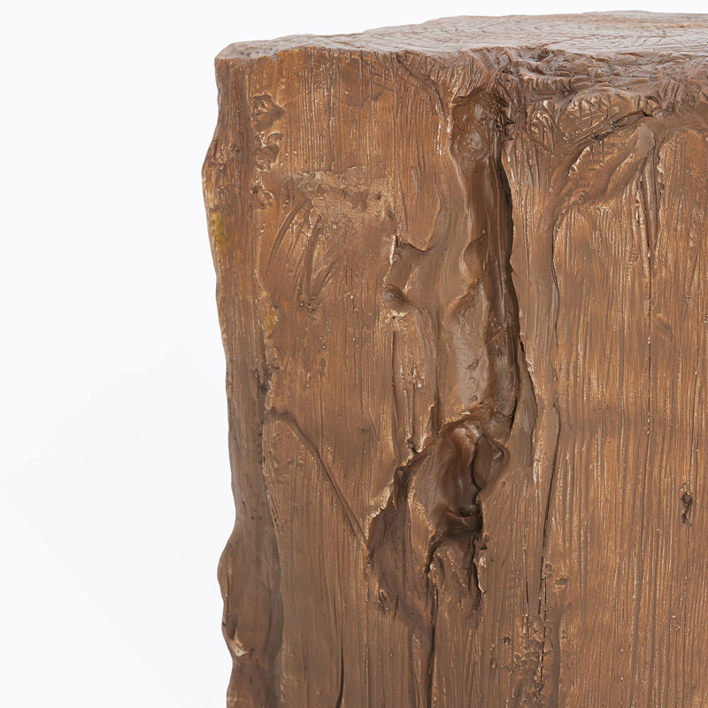 Outdoor And Indoor Stump Shape MGO Side Table, Brown Finish