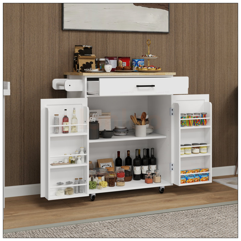 Versatile Kitchen Island Trolley With Storage, Adjustable Shelves, And Towel Rack For Enhanced Organization And Mobility
