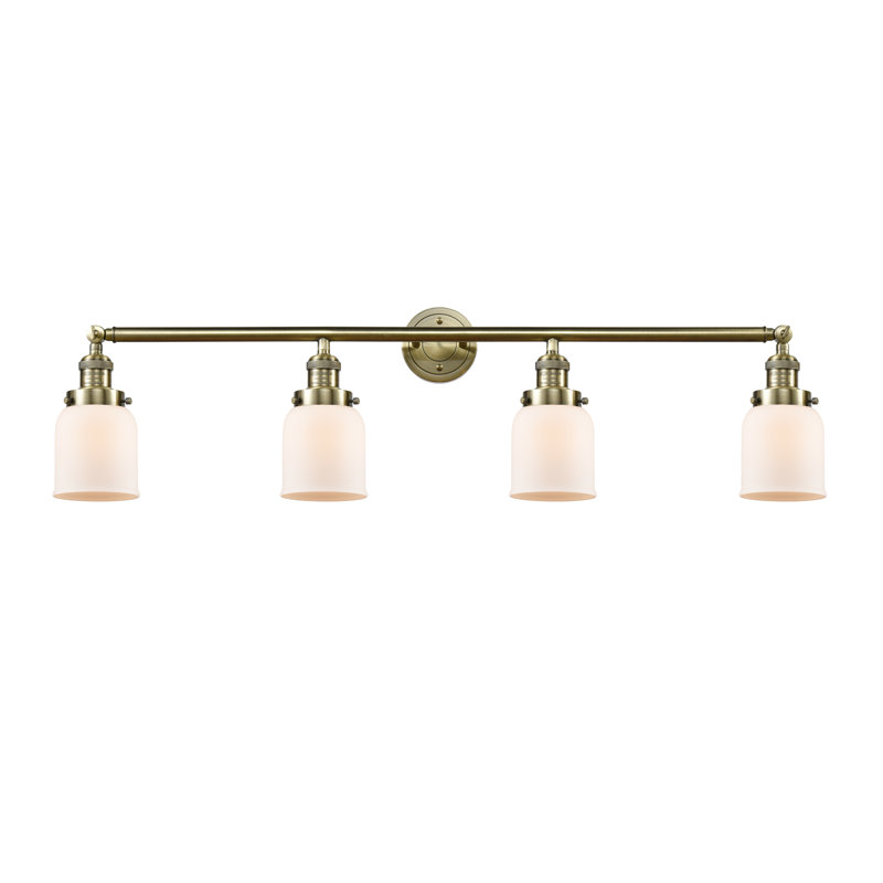 Gatto 4 - Light Dimmable Vanity Light, Matte White Cased, Brushed Brass, 6 Watt Vinage LED Bulb