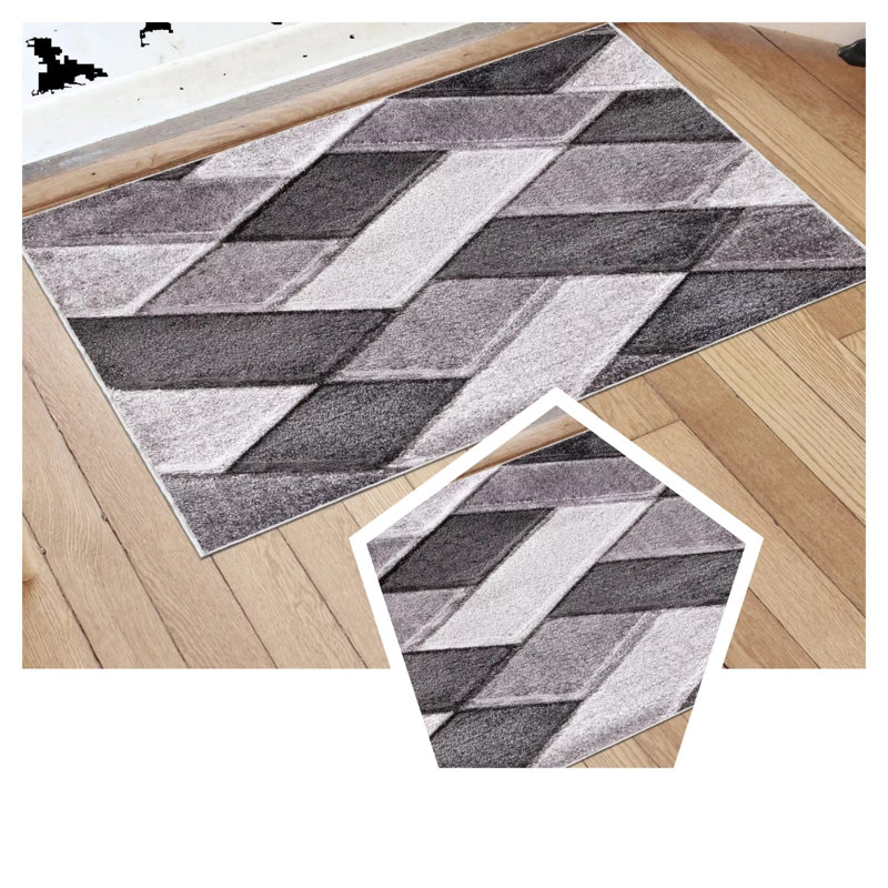 Chatav Non-Slip Indoor Doormat, Rectangle 80cm W x 150cm L, Grey