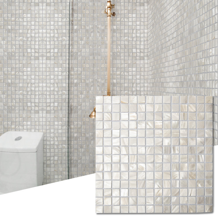 11.8" x 11.8" Seashell Mosaic Square Tile,Pack of 10