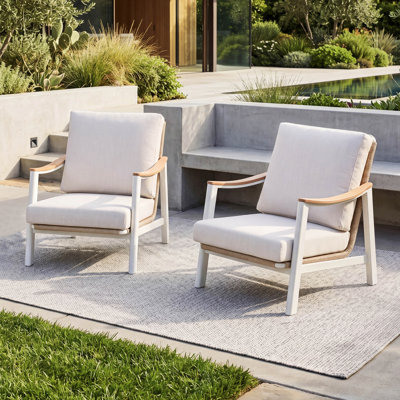 Ensemble de 2 fauteuils de patio en aluminium et osier avec coussins