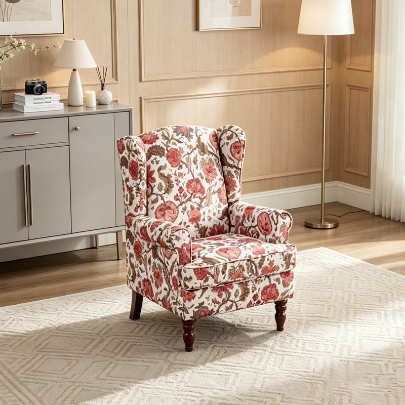 Chaise d'appoint moderne avec pieds en bois rétro, fauteuil rembourré confortable, Bean paste red