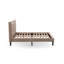 Ensemble de lit 2 pièces pour grand lit - 1 grande base de lit en tissu de kaki foncé rembourré et tête de lit capitonnée avec 1 table de chevet - Table de chevet au fini crème au beurre brossé-1113314382-1113314381