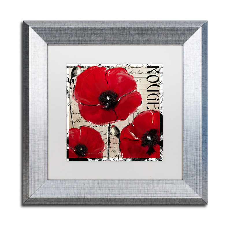 Jadaya 'Rouge Two' Framed Graphic Art, 11" H x 11" W x 0.5" D, White