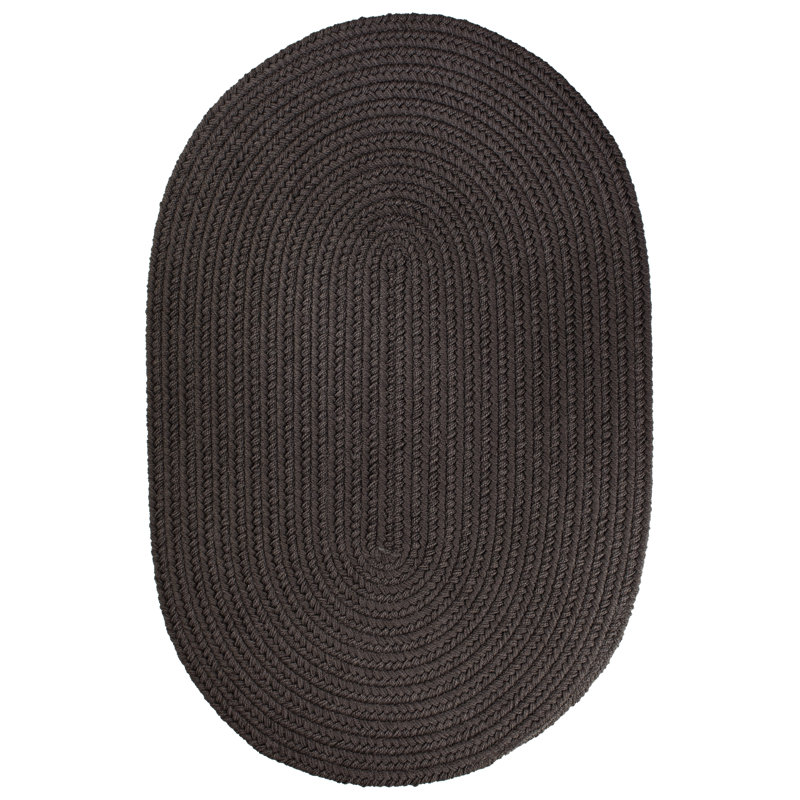Tapis décoratif brun clair tressé à la main Smyth, Ovale 7 pi x 9 pi