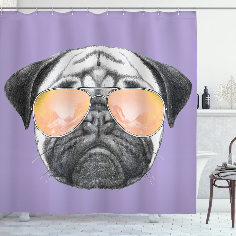 Ensemble de rideau de douche et crochets carlin, Lavande / moutarde, H 75 po x l 69 po