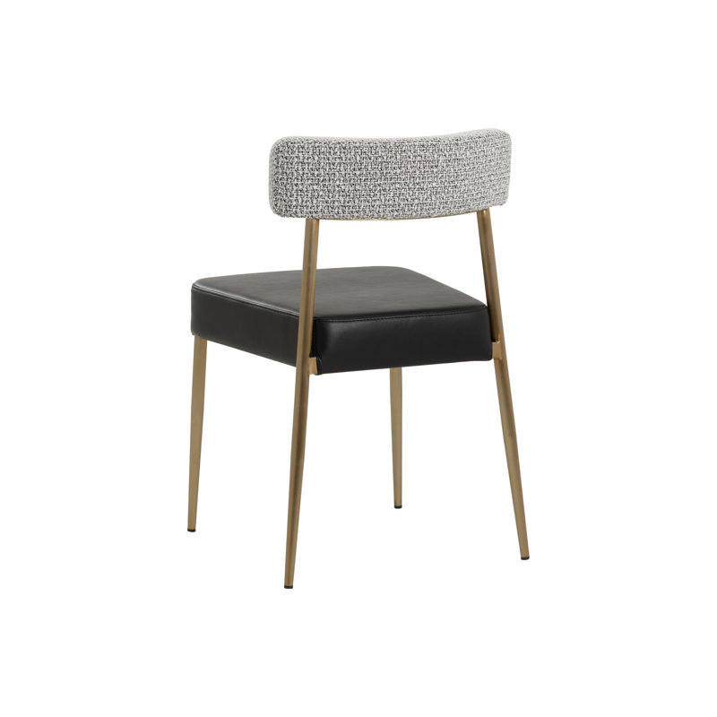 Upholstered Dining Chair, Gray Fabric/Black Faux Leather