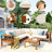 Outdoor Acacia Wood Sofa Set, Woven Mesh Armrests, L-Shaped Patio Furniture Sofa Set with Coffee Table, Outdoor Conversation Set-44441409