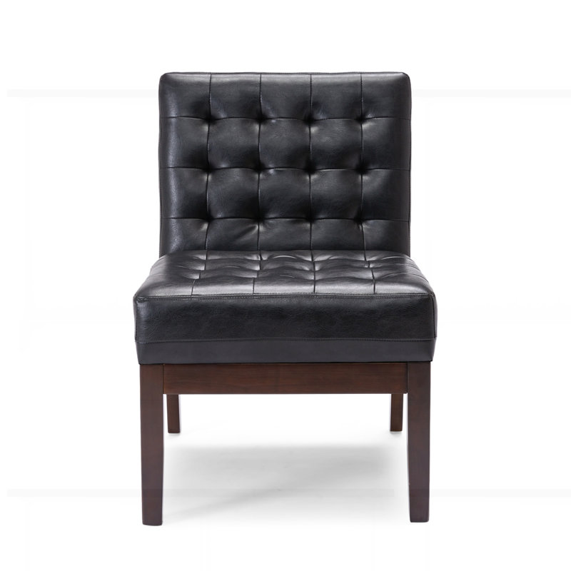 Modern Accent PU Chair, Black PU Faux Leather