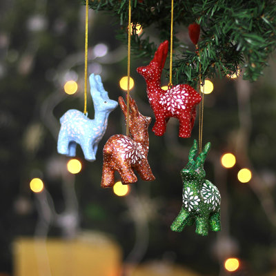 3.9'' Handmade Paper Animals Hanging Figurine Ornament