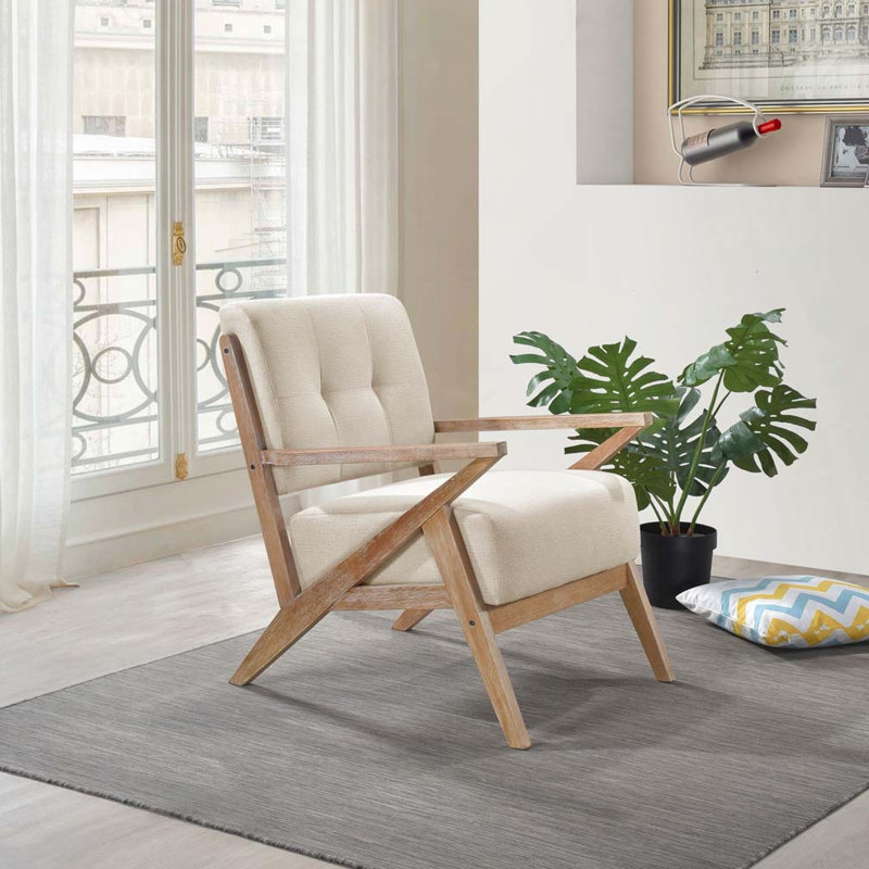 Chaise d'appoint moderne avec dossier capitonné 1pc, Sable